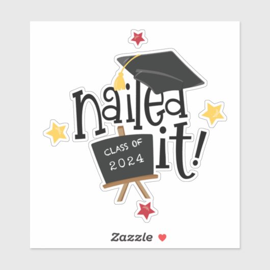 Abschluss "Funky Text Cap 2024" Aufkleber (Blatt)