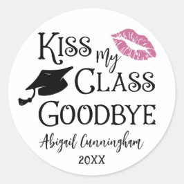 Abschluss Funny KISS MEINE KLASSE GOODBYE Name Runder Aufkleber