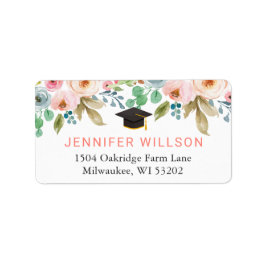 Abschluss für Aquarellmischer Chic-Blumenstuhlsatz Adressaufkleber