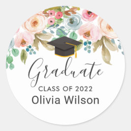 Abschluss für Aquarellmischer Chic-Blumenstuhlsatz Runder Aufkleber