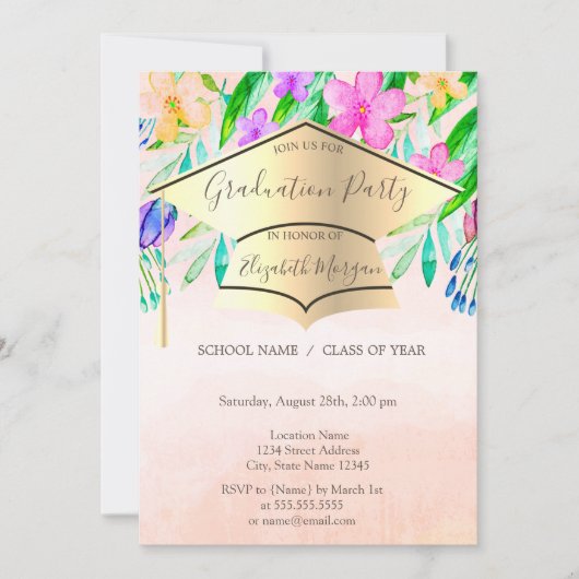 Abschluss für Blumen der Goldklasse Einladung (Vorderseite)