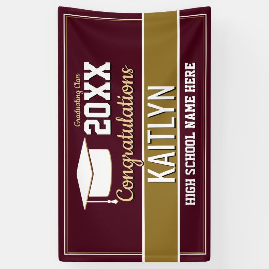 Abschluss für Burgund- und Goldschulfarben Banner (Vertikal)