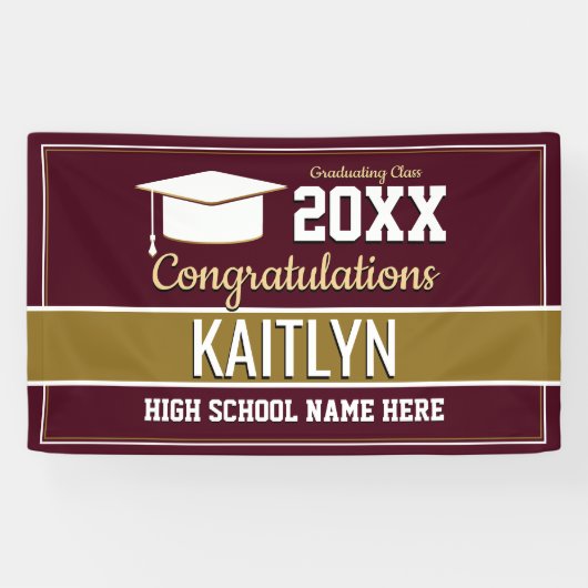 Abschluss für Burgund- und Goldschulfarben Banner (Horizontal)