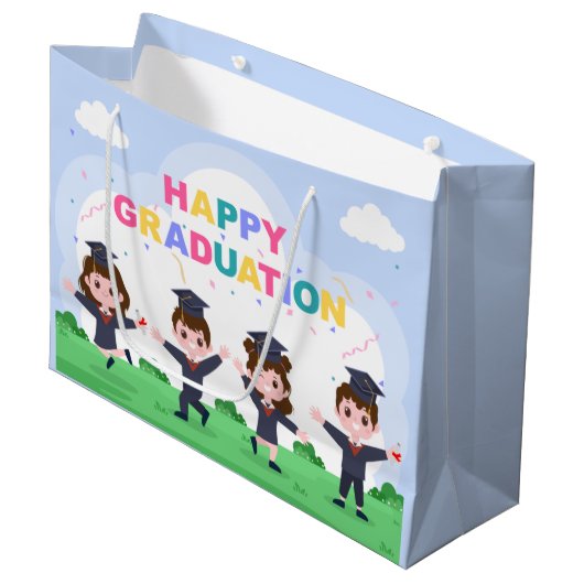 Abschluss für coole Schulkinder Große Geschenktüte (Vorderseite Schrägansicht)