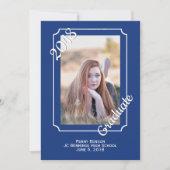 Abschluss für das Blaue und Weiße Moderne Foto Einladung (Vorderseite)