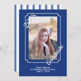 Abschluss für das Blaue und Weiße Moderne Foto Einladung