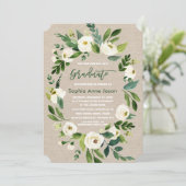 Abschluss für das Handschreiben von White Floral W Einladung (Stehend Vorderseite)