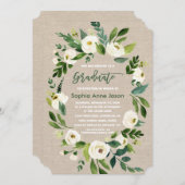 Abschluss für das Handschreiben von White Floral W Einladung (Vorne/Hinten)