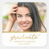 Abschluss für das White and Gold-Foto Quadratischer Aufkleber (Vorderseite)