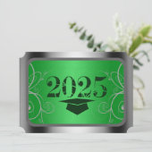 Abschluss für den grünen und den Silberrahmen Einladung (Stehend Vorderseite)