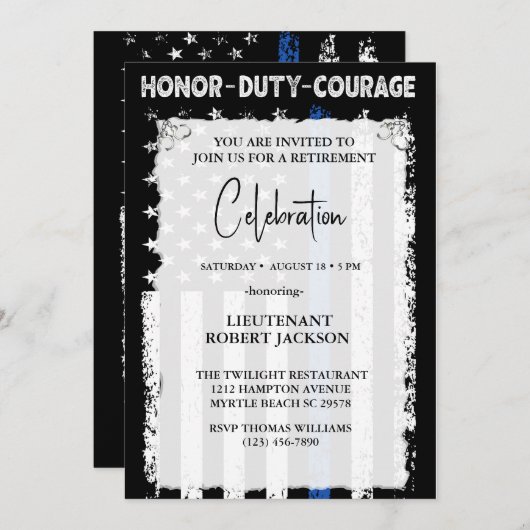 Abschluss für die Einziehung von Polizeibeamten Ge Einladung (Vorne/Hinten)