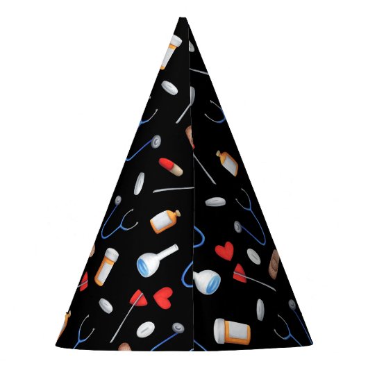 Abschluss für die Krankenpflege von Black Medical Partyhütchen (Rückseite)