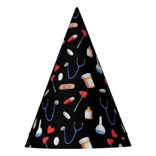 Abschluss für die Krankenpflege von Black Medical Partyhütchen (Vorderseite)