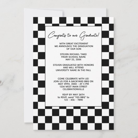 Abschluss für die schwarz-weiß karierte finnische ankündigung (Rückseite)