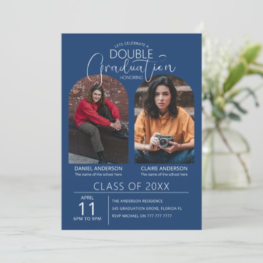 Abschluss für ein zweistufiges Foto Einladung (Stehend Vorderseite)