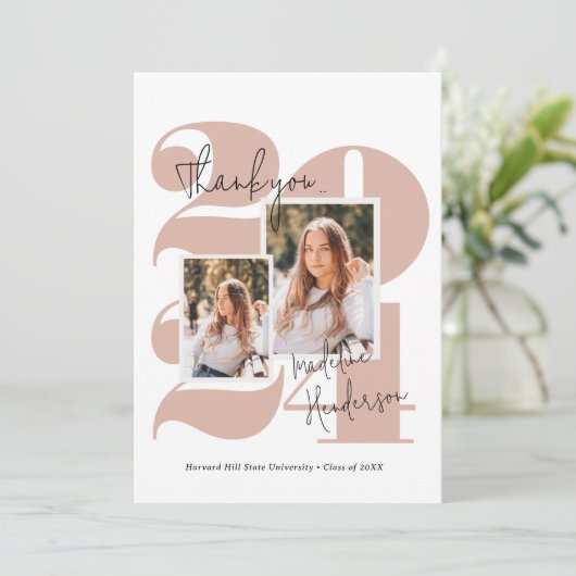 Abschluss für einfache Fotosammlung der Klasse 2 Dankeskarte (Stehend Vorderseite)