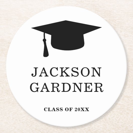 Abschluss für einfache Schwarz-Weiß-Motherboards Runder Pappuntersetzer (Vorderseite)