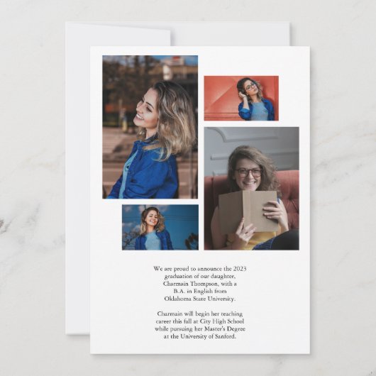 Abschluss für einfache Skriptfotografie Ankündigung (Rückseite)