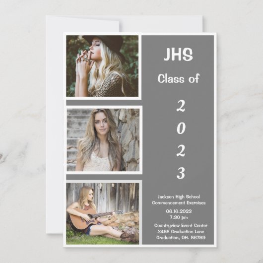 Abschluss für einfachen FotoCollage Grad Ankündigung (Vorderseite)