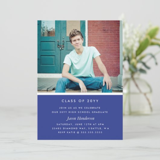 Abschluss für Farbblöcke laden Einladung (Stehend Vorderseite)