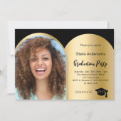 Abschluss für Foto-Bogenschiessen aus Schwarzgold  Einladung (Vorderseite)