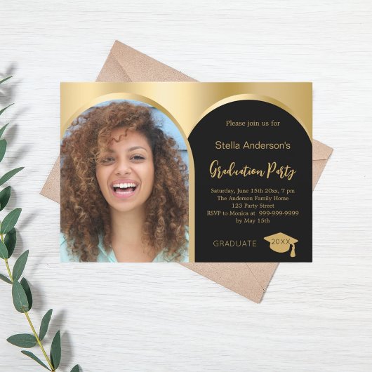 Abschluss für Foto-Bogenschiessen aus Schwarzgold  Einladung