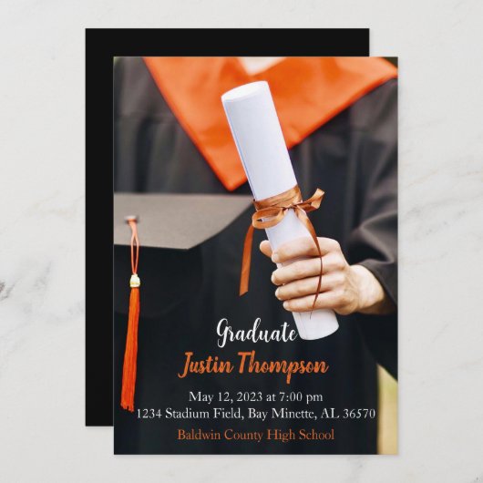 Abschluss für Foto in der Hochschule oder Uni Einladung (Vorne/Hinten)