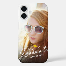 Abschluss für Foto-Skripte mit weißer Handschrift iPhone 16 Hülle