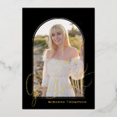 Abschluss für Fotovorlagen mit Gold Script Folieneinladung (Vorderseite)