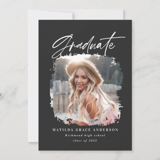 Abschluss für geometrisches Foto, schwarz und weiß Ankündigung (Vorderseite)