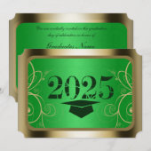 Abschluss für Green und Gold Frame Einladung (Vorne/Hinten)