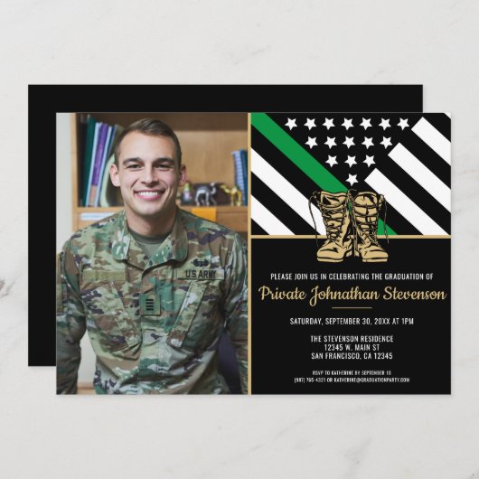 Abschluss für Grundausbildung des Militärs Patriot Einladung (Vorne/Hinten)