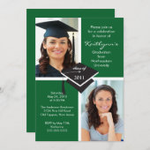 Abschluss für grünes und weißes Foto Einladung (Vorne/Hinten)