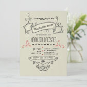 Abschluss für handgezeichnet Vintage Elemente - Ei Einladung (Stehend Vorderseite)