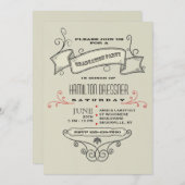 Abschluss für handgezeichnet Vintage Elemente - Ei Einladung (Vorne/Hinten)