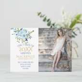 Abschluss für hellblaues und blumengeschmücktes Fo Ankündigung (Stehend Vorderseite)