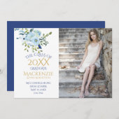 Abschluss für hellblaues und blumengeschmücktes Fo Ankündigung (Vorne/Hinten)