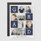 Abschluss für hochblaues, modernes grafisches Foto Magnetkarte (Vorne/Hinten)