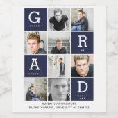 Abschluss für hochblaues, modernes grafisches Foto Weinetikett (Einzelnes Label)