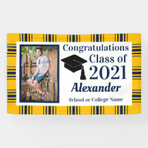 Abschluss für Kariert School Colors der Navy Gold