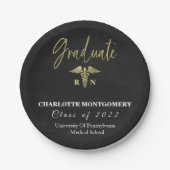 Abschluss für Krankenpflege Caduceus Pappteller (Vorderseite)