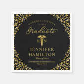 Abschluss für Krankenpfleger Elegante Gold Black Serviette (Vorderseite)