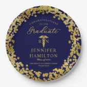 Abschluss für Krankenpfleger Elegante Gold Blue Pappteller (Vorderseite)