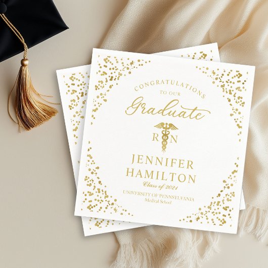 Abschluss für Krankenpfleger Elegante Gold White Serviette