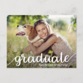 Abschluss für lässiges Skript-Foto Save the Date Postkarte (Vorderseite)