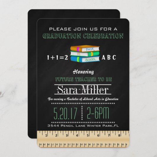 Abschluss für Lehrer und Buchlehrer Einladung (Vorne/Hinten)