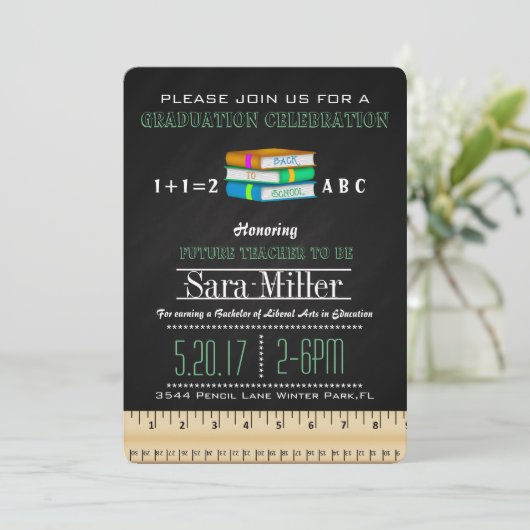 Abschluss für Lehrer und Buchlehrer Einladung (Stehend Vorderseite)