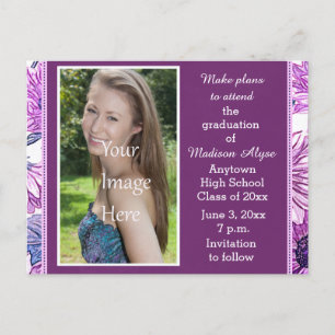 Abschluss für lila florales Foto Save the Date Kar Ankündigungspostkarte