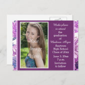 Abschluss für lila florales Foto Save the Date Kar Ankündigungspostkarte (Vorne/Hinten)