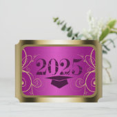 Abschluss für lila und Goldrahmen Einladung (Stehend Vorderseite)